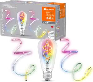 Ledvance LED Smart+ Bundle Filamento LED Edison 4,5W E27 + Striscia LED 2m + Estensione Striscia 1m Dimmerabile App Google Alexa WiFi