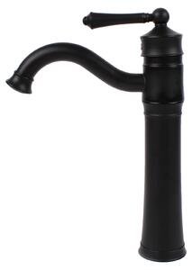 Miscelatore per lavabo, design classico con beccuccio alto, materiali resistenti, colore nero