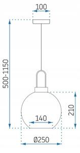 Lampada da soffitto a sospensione con sfera di vetro 25cm APP630-1CP