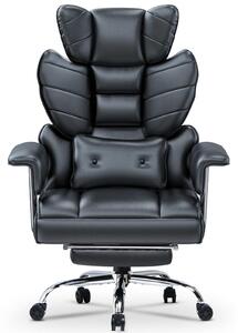Sedia da ufficio, modello executive, ergonomica | Sedia reclinabile con poggiapiedi | Regolabile in altezza e inclinabile (90-135°) | Rivestita in ecopelle | Capacità massima: 159 kg