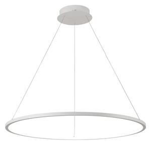 Lampada a sospensione LED a fascio stretto con anello luminoso Vinola bianca 48W, luce bianca regolabile, 3840 lm, metallo, dimensioni: 150x80x80 cm, IP20, Italux