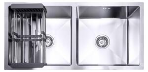 Lavello in acciaio inox con griglia di scolo e sistema di drenaggio 87x44x20cm