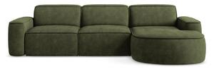 Divano angolare verde (con penisola a destra/con chaise lounge) con rivestimento in ciniglia Omao – Makamii