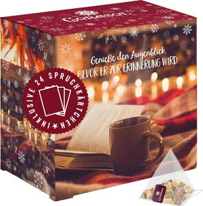 Calendario dell'Avvento con tè piramidali Corasol Calendario dell'Avvento con tè e citazioni Goditi il momento con 24 tè premium e bigliettini con citazioni (89 g)