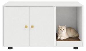Armadio per lettiera per gatti KOMFOTTEU, in legno, con cuccia interna e tappetino antigraffio