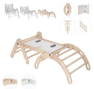 MAMOI® Set struttura di arrampicata per interni, triangolo di arrampicata con scivolo in legno, arco di arrampicata, arrampicata per bambini, altalena arcobaleno con tavola di scorrimento, arco in legno