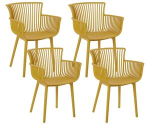 Set di 4 sedie di plastica con braccioli giallo interno esterno Beliani