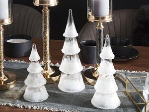 Set di 3 alberi di Natale decorativi in vetro bianco con LED illuminati figure per le festività natalizie Beliani