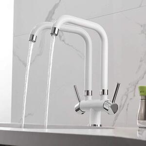 Rubinetto da cucina doppio per acqua fredda e calda in cromo