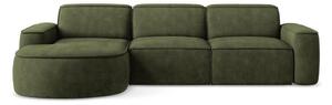 Divano angolare verde (con penisola a sinistra/con chaise lounge) con rivestimento in ciniglia Omao – Makamii