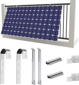 Supporto per pannelli solari, struttura di montaggio per 1 modulo solare, fissaggio su tetto per impianti fotovoltaici, ringhiera del balcone, impianti solari da balcone, supporto, installazione