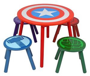 Avengers Set tavolo con 4 sgabelli in legno