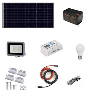 Kit Fotovoltaico a Isola 160W - Kit con pannello solare, regolatore di carica, proiettore, e accessori per l'installazione