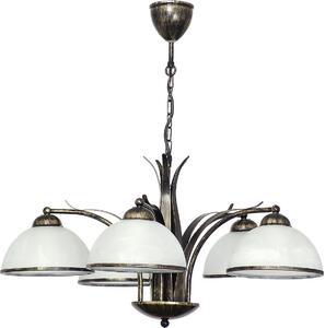 Lampada a sospensione decorativa in patina oro 5 paralumi in vetro Korfu 5xE27 15W Luminex