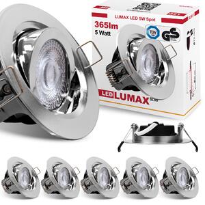 6x LED faretto da incasso dimmerabile ultra piatto 5 watt cromo orientabile 230V rotondo bianco caldo IP20 faretto da soffitto faretto da soffitto Lumax SL-90