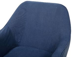 Poltrona da soggiorno in tessuto imbottito colore blu marino con gambe in legno in stile retrò Beliani