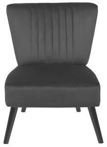 Poltrona in velluto Nero senza braccioli con sedia senza braccioli con trapuntatura verticale gambe in legno Beliani