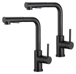 Rubinetto da cucina, girevole a 360°, con due modalità di spruzzo, colore nero, attacco G3/8