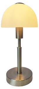 Lampada da comodino in vetro, modello Maiolo, finitura nickel, attacco E14