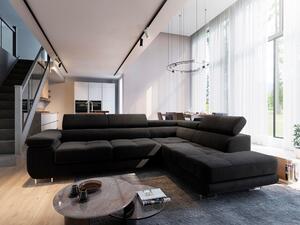 Divano angolare Masseno SELVA R-S con funzione letto a L, divano con box letto, divano da salotto, divano, divano, divano letto, set di divani - nero, MONOLITH 95