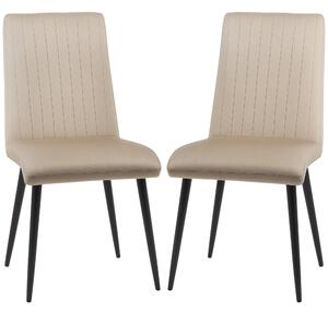 HOMCOM Set 2 Sedie Moderne Salvaspazio da Pranzo con imbottite in Tessuto Velluto e Gambe in Acciaio, 43x58x90cm, Marrone chiaro e nero| Aosom Italy