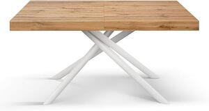 Tavolo moderno allungabile rovere rustico gambe tubolari bianche 140x90x74 160x90x74