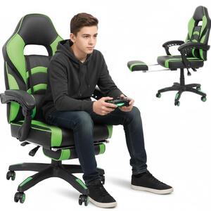 Sedia da gaming ergonomica con poggiapiedi e design regolabile