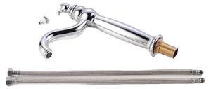 Miscelatore per lavabo, girevole a 360°, struttura in ottone resistente e finitura argento