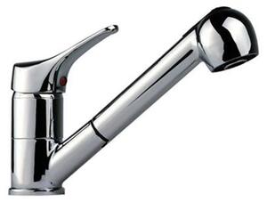 Rubinetto da cucina, con funzione spray estraibile, struttura robusta in ottone, colore argento