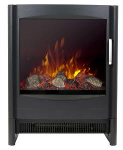 Camino elettrico nero, con effetto fiamma a LED, potenza 0,9–1,8 kW, spina di tipo europeo