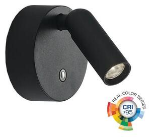 Ideal Lux - Faretto da parete LED ricaricabile e dimmerabile BEAN LED/3W/5V CRI 95 nero