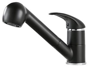 Miscelatore da cucina, con funzione spray estraibile, struttura robusta in ottone, colore nero