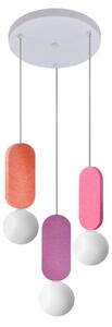 Lampada a sospensione con elementi in feltro colorati BALLO bianco-rosa 3xG9x8W metallo dim.: 150x60x14 cm IP20 Light Prestige