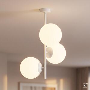 Plafoniera metallo vetro E27 46 cm di larghezza bianco 3 luci globo lampada da soffitto moderna