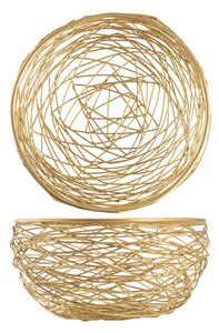 Set 2 cestini tondi in ferro intrecciato colore oro cm 20x10h