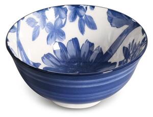 Set 6 coppette con piede Grandiflora in porcellana bianca decorata blu cm 16