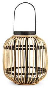 Lanterna in bambù intrecciato colore nero e bambù cm 24x48h