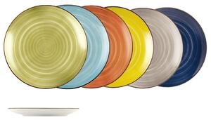 Set 12 piatti piani Caribe in stoneware assortiti cm 26