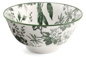 Set 6 coppette con piede Margaret in porcellana bianca decorata verde cm 16