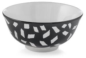 Set 6 coppette con piede Emporium in porcellana decorata nero cm 16