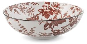Set 6 coppe con piede Elizabeth in porcellana bianca decorata rosso cm 21