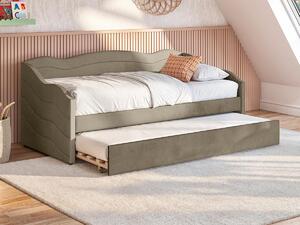 Letto divano a scomparsa 2 x 90 x 190 cm Velluto Beige + Materasso - LENVIA