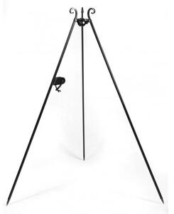 Tripode da 180 cm in Acciaio Naturale con Verniciatura a Polvere e Argano Integrato per Grigliare - Pieghevole e Portatile, Ideale per Grate, Pentole e Wok