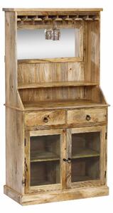 STILLER - mobile in legno di mango con 2 ante, 2 cassetti e porta bicchieri