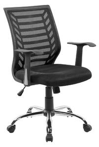 Sedia operativa con braccioli Rivestimento in tessuto nero e rete tecnica traspirante colore blu MIAMI 60x59x h 93 max 103 cm nero, per casa ed ufficio
