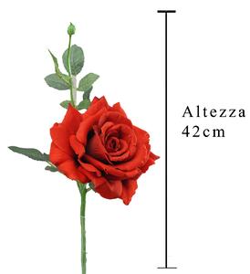 Set 4 Rose Artificiali Regina Altezza 42 cm Rosso