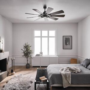 KICHLER Ventilatore soffitto LED Gentry bianco/noce scuro