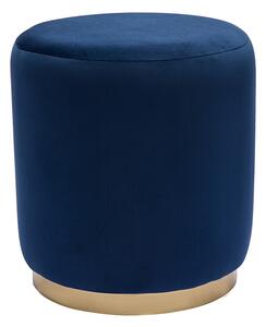 Puf rotondo in velluto blu navy e metallo dorato D40 cm AMAYA