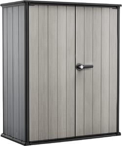 Keter Porta Attrezzi da Giardino High Store+, 1400L, Effetto Legno Spazzolato, Grigio, 140x73,6x170,4H cm