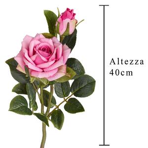 Set 24 Rose X 2 Artificiali con Gambo Corto Altezza 40 cm Rosa